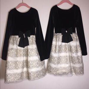 Rare Editions Velvet Bodice & Embroidered Dress